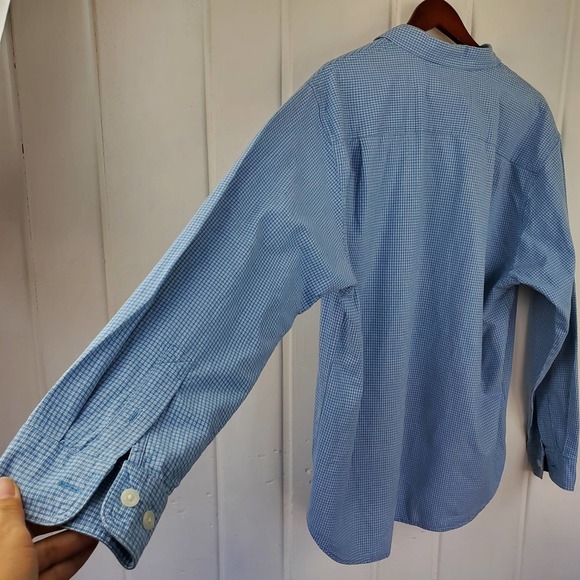 Bke Division Blue White Checkered Casual Collared Button Front Shirt Mens Medium - Picture 8 of 9